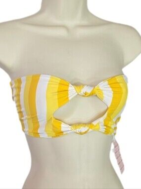 Dippin' Daisy's Cutout Bunny Knotted Strapless Bandeau Striped Yellow Size L